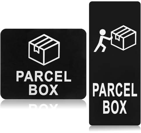 WJIAAA 2pcs Parcel Box Sign Adhesive 11x9/12x5 cm Black Parcel Box Sign Deliveries Waterproof Self Adhesive Acrylic for House Office Mail Boxes, Accurate Put delivery, No Longer Lose The Parcels