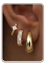 MILACOLATO 3 Paar Chunky Ohrringe Gold für Damen Creolen Silber 925 Set | Hypoallergene 14K Vergoldete Ohrringe Damen Perle CZ Kleine Huggie Creolen Ohrring für Mehrere Piercings Schmuck Geschenke