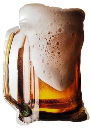 Xiyocadt Bier-PlüSchtier Deko-Kissen,Simulation Bier Kissen, Lustiges PlüSchbier-Design,Dekokissen, Bierkissen GefüLltes, FüR Freunde Und Familie Weiches Langlebiges Material (40 * 25 cm,Bier)
