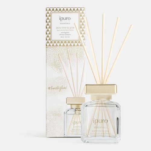 ipuro Essentials TIME TO GLOW Raumduft mit Stäbchen 100 ml - Raumerfrischer mit Tonkabohne, Kaschmirholz & orientalisch blumigen Noten Duft Aroma - Diffuser mit Stäbchen Lufterfrischer für die Wohnung