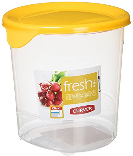 Curver Fresh & Go Container rund 1 l, Kunstharz, Transparent und Orange, 12 x 12 x 12 cm