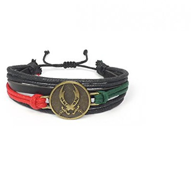 Remi Bijou Lederarmband für Herren Unisex Zwei Schwerte von Ali 'Ya Ali', Dhū l-faqār, Zulfiqar, Zulfikar - verstellbar, ColorName:Rot