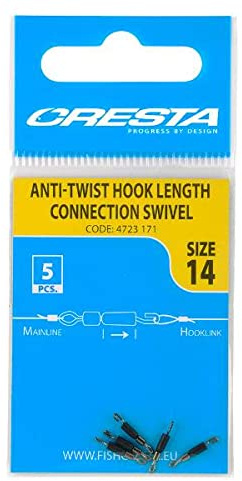 Cresta Hook Length Connection Swivel - 5 Wirbel zum Feederangeln, Angelwirbel zum Feedern, Tönnchenwirbel zum Feedern, Größe:14