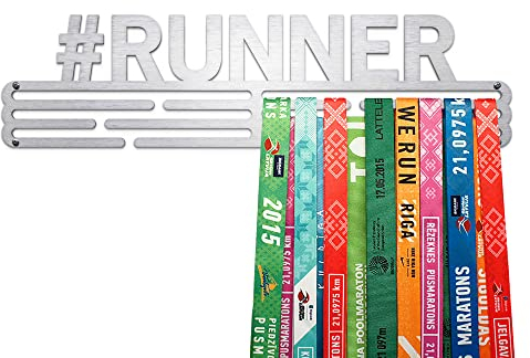 United Medals #Runner Medaillenhalter Running Laufen für 48 Medaillen Aufbewahrung - Läufer Geschenk Marathon Zubehör - Medal Holder Hanger Display Rack - gebürsteter Edelstahl