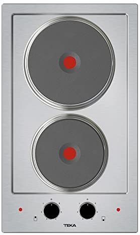 Teka EFX 30.1 2P - Placa Modular de 30 cm, 2 Placas Eléctricas Blindadas, Mandos Frontales Metalizados, Limitador Térmico, Combinable, Color Acero Inoxidable