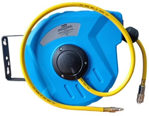 Topolenashop Avvolgitubo Portatile 12 METRI Aria Compressa 12 Bar 300 Psi 1/4 Fissaggio a Parete Muro Blu