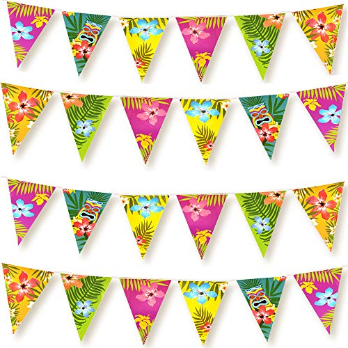 FEPITO 4 Pack Hawaiisch Ammer Banner Luau Party Tropische Party Ammer Insgesamt 12 Meter