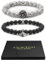 Pärchen Armband Geschenkbox Weiß Howlith Schwarz Matte Geschenk für Herren Partner Ihn Sie Freund Freundin Ehemann Ehefrau Männer Liebe Jahrestag Geschenkideen Liebesgeschenke Geburtstagsgeschenk