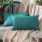 MIULEE 2er Set Wasserdicht Kissenbezug Outdoor Sofakissen Dekokissen Modern Kissenbezüge Dekorativ Kissenhülle Deko aus Polyster Leinen-Optik für Garten Sofa Wohnzimmer Bett 30x50 cm Pfauenblau