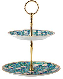 Maxwell & Williams HV0123 Teas & C’s Kasbah Cake Stand in Gift Box, Porcelain, Mint Green, 2 Tiers