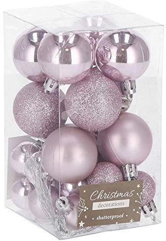 SPRINGOS Lot de 25 boules de Noël incassables en poudre pailletée mat brillant pour décoration de Noël (rose)