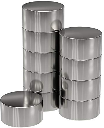 10x Neodym Power Magnet silber - Scheibenmagnet extra stark rund - Durchmesser 12x6mm hoch - starke Supermagnete - Haftkraft ca. 3,1 kg - Magnete für Whiteboard, Pinnwand, Magnettafel, Werkstatt