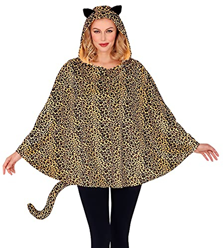 W WIDMANN MILANO Party Fashion - Kostüm Leopard, Poncho mit Kapuze, Karneval, Mottoparty