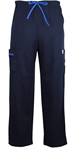 JONATHAN UNIFORM Unisex Elastische Arbeitshose Herren Medizinische 4 Taschen, Cargo Berufskleidung Hosen Damen Pflege für Ärzte Zahnärzte Krankenschwestern (Navy blau, L)