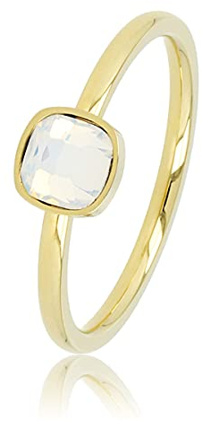 My Bendel - Ring Gold mit quadratischem Quarzglasstein- Stylischer Ringe für Damen - Bleibt schön und Verfärbt nicht - Stapeln Ringe - mit Luxuriösen Geschenkverpackung
