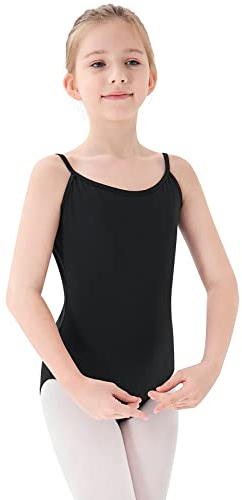 Body Danza Bambina Donne Balletto Body Leotards Ragazze Ginnastica Leotards con Spalline Regolabili (160 (altezza 150-160 cm), Nero)