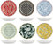 H&H 8045602 Colourful Set 6 Piatti Fondi in Porcellana, 21cm, Decori e Colori Assortiti, Moderni ed Eleganti