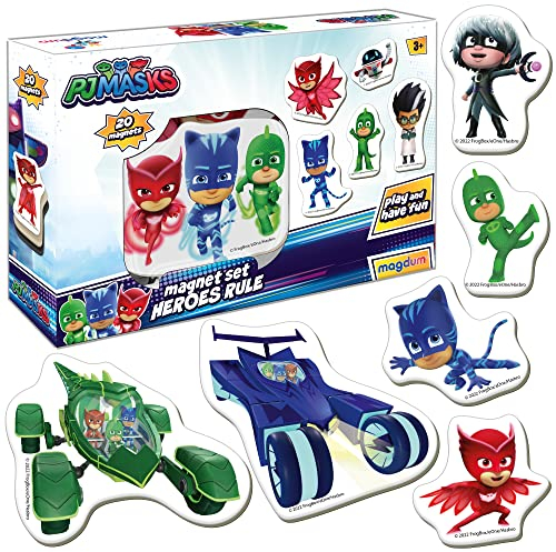 PJ Masks Spielzeug MAGDUM Heldenregeln - 20 GROßE Magnete Kinder für Magnettafel - Kühlschrankmagnete Kinder - Magnete kühlschrank - Magnet Spielzeug Kinder - Magnetspiele für Kinder ab 3 Jahre