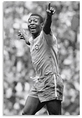 Poster Pele Soccer Schwarz und Weiß Kunstdruck Poster Wandkunst Gemälde Leinwand Dekor Heimposter 40 x 60 cm
