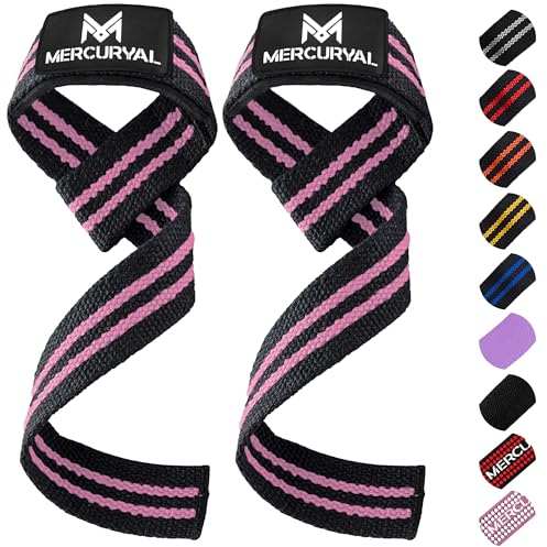 MERCURYAL Straps Gym – Powerlifting Straps – Zubehör für das Fitnessstudio – Zubehör für das Fitnessstudio – Lifting Straps – Kreuzheben – Schwarz & Rosa