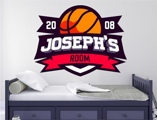 Basketball-Wandaufkleber, anpassbare Aufkleber, perfekte Jungen-Raumdekoration, Schlafzimmer-Dekor, Wanddekoration, Raumdekoration, Sportzimmer-Dekor – steigern Sie die Ästhetik Ihres Zimmers mit