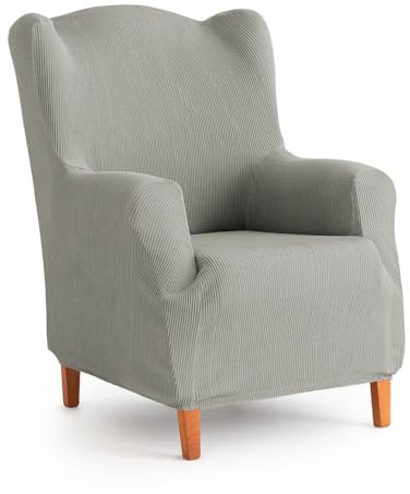 MAXIFUNDAS | Elastischer Sofabezug für Ohrensessel, hellgrau, extra weich, rutschfest und elastisch, Modell Inka