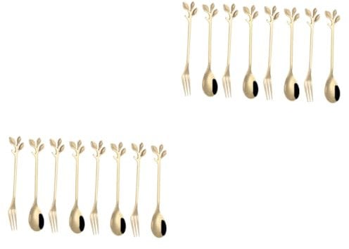 OUNONA 12pcs Stainless Steel Dessert Forks Spoons for Home Restaurant Hotel Dessert Forks Spoons Creative Design