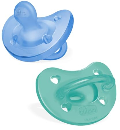 Chicco PhysioForma Ciuccio in Silicone 6 - 16 Mesi, Set di Gommotti Morbidi e Delicati, Supportano la Respirazione Fisiologica e Favoriscono il Corretto Sviluppo della Bocca, Azzurro