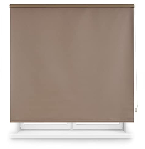 INTERBLIND | Verdunkelungsrollo, glatt, Premium, Größe 140 x 175 cm Breite x 175 cm Höhe, Verdunkelungsrollo, Stoffmaß 137 x 170 cm, Thermorolo, Taupe, Isolierung von Licht, Kälte und Wärme