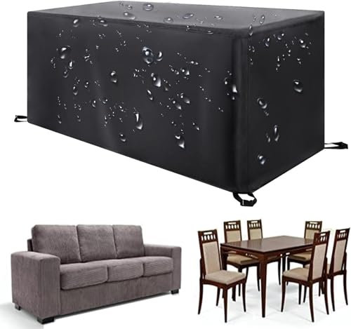 KDXAOBEI abdeckplane gartenmöbel 300x200x75cm(LxBxH),Alle Größen,Abdeckung GartenmöBel Winterfest, Reißfeste Outdoor 600D Abdeckplane Gartentisch Abdeckung rechteckig
