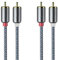 audio pirates Cable RCA 2 x 2 RCA (1 m) – Cable de audio coaxial con conectores chapados en oro de 24 K, cobre OFC y doble blindaje – Cable de altavoz para subwoofer, coche, HiFi & Studio