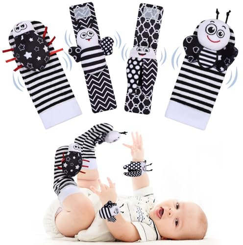 HAGOT Hochet Bebe, Poignet et Chaussettes Hochet, Jouet Bebe 0 3 6 Mois, 0-9 Mois Jouet Nouveau Né Garçon Fille