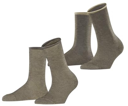 ESPRIT Damen Allover Stripe 2-Pack Socken Baumwolle atmungsaktiv