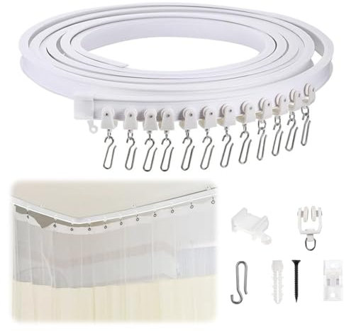 Yuragim Vorhangschiene Deckenmontage 5m Gardinenschiene Deckenmontage Flexible und Biegbare Decken-Vorhangschiene Curtain Rail Deckenschiene Vorhang für Vorhänge Wohnmobile Dusch Erker RV Raumteiler