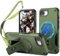 Fofvccv for iPhone 16e Crossbody Phone Case, Military Grade Shockproof Rugged Protection Case Lanyard Strap Magnetic Armor Cover with Kickstand for iPhone 16e, DJ Green