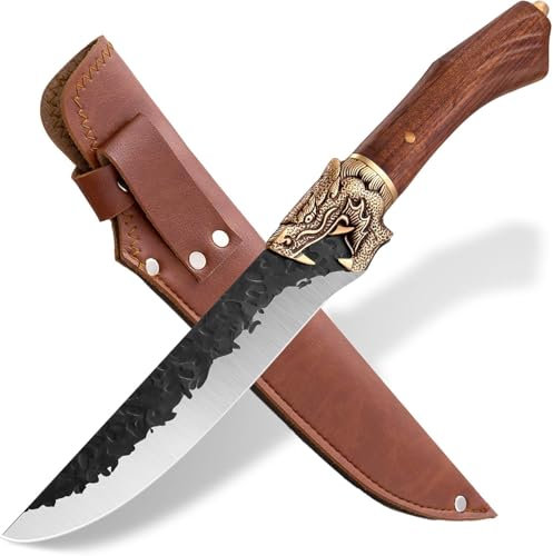Purple Dragon Chef Knife Handmade Forged Kitchen Knives with Rosewood Handle Chef Knife for Home Kitchen Cooking