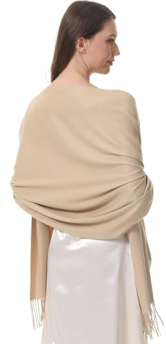 lifwimner Pashmina Schal Damen Festliche Stola für Abendkleid Tücher Schultertuch Geschenk für Winter Hochzeit Herbst Braut Party (Beige)