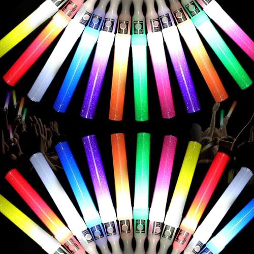 Jellybibo LED Glow Sticks 24 Pack, Glow Sticks Multicolour Flashing Party Packs, 8 Colours Light Up Sticks Glow in the Dark Party Supplies for Concerts Raves Weddings Birthday Kids Adults