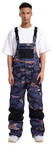 GSOU SNOW Herren Ski Bib Schnee Latzhose Skihose Snowboardhose - Multi Pockets Leicht Wasserdicht Winddicht Atmungsaktiv Warm