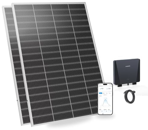 SUNSHARE Ray Lite 400W Balkonkraftwerk Ohne Halterung – komplett Steckdose N-Typ Solarmodule 25 % Effizienz – 800W Mikro-Wechselrichter mit WIFI & AC Kabel – Basic Kit PV Solaranlage Komplettset