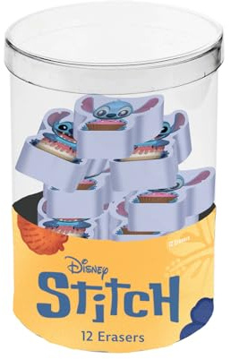 Disney Lilo y Stitch Mix-Cubo con 12 Gomas de Borrar, Violeta
