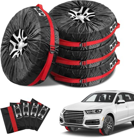 4 Pièces Chaussette Pneu 19–23 Pouces, Protection Jantes Voiture Imperméable Et Anti-Poussière En Tissu 190T, Housse Résistante Avec Poignée Pour Transport Sûr Et Rangement Compact