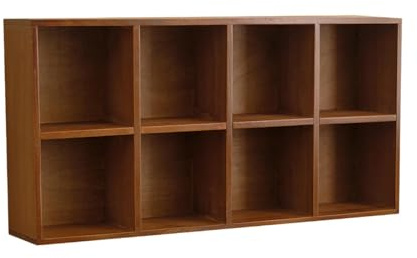 Qianly Wooden Hanging Display Shelf Display Case Wall Mounted 8 Compartments Cosmetic Storage Cabinet for Teaware Cups Home Kitchen