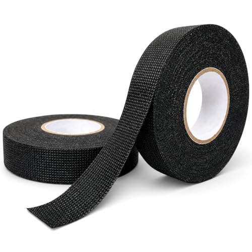 topolenashop 2 Pezzi Nastro in Tessuto per Cablaggi Auto 19 mm x 15 m – Nastro Isolante Tessile Nero Antirumore e Antisfregamento per Cavi di Auto, Moto, Furgoni e Impianti Elettrici | 17627-2