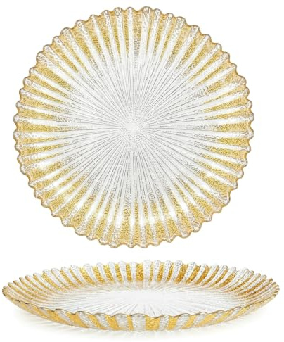Goldene Glas Kuchenteller 21cm Dessertteller Frühstücksteller Moderne | Glasteller mit Glatter Vorderseite, Gold-Gradient unten – für Kuchen, Dessert, Frühstück, Vorspeisen und Snacks,Skandi-Design
