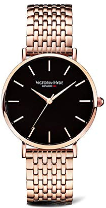 VICTORIA HYDE Uhr Herren Minimalist Dünne Schwarze Minimalistische Quartz Herrenuhr mit Mesh Edelstahl