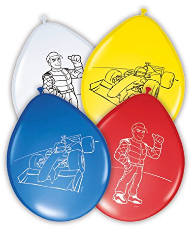 Folat 65095 Formula 1 Balloons-8 Pieces, Multi-Colored, Costumes