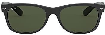 Ray-Ban Unisex New Wayfarer Lesebrille, Schwarz Gummiobermaterial auf Schwarzem Glanz und Grün, 55