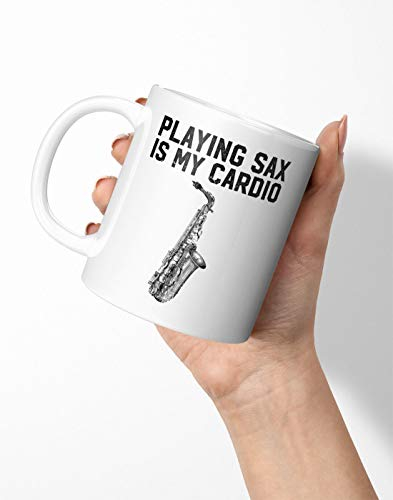 BLAK TEE Playing Saxophone is My Cardio Slogan Porcelain Coffee and Tea Mug 330 ml