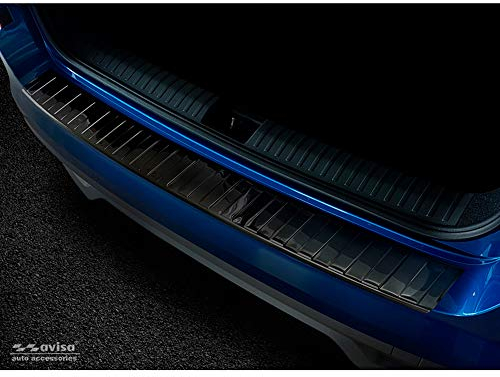 Avisa Schwarz Edelstahl Heckstoßstangenschutz kompatibel mit Skoda Kamiq 2019- 'Ribs'